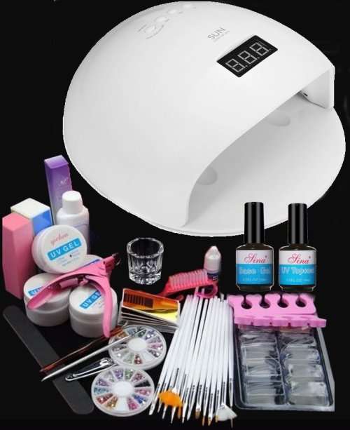 COMPLETE UV GEL NAIL KIT SET WITH 48W UV LED LAMP MACHINE