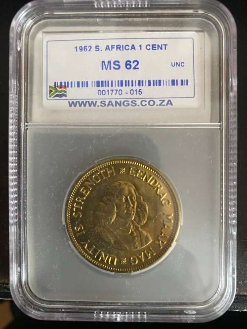 1962 South Africa 1 Cent Sangs MS 62