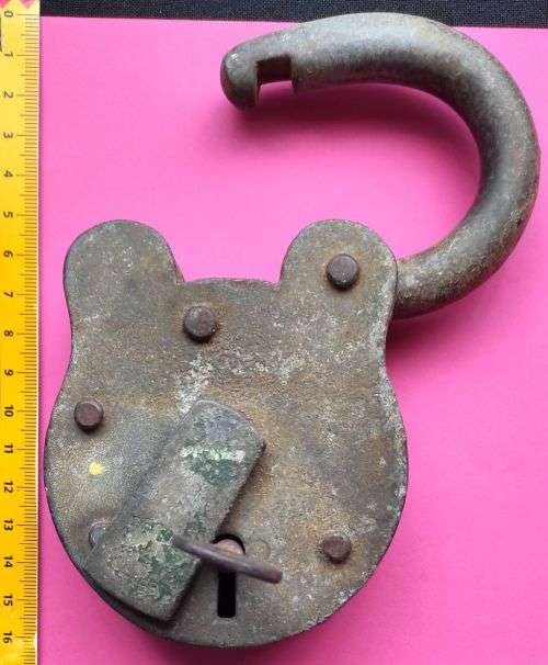 Rare HUGE vintage padlock + key