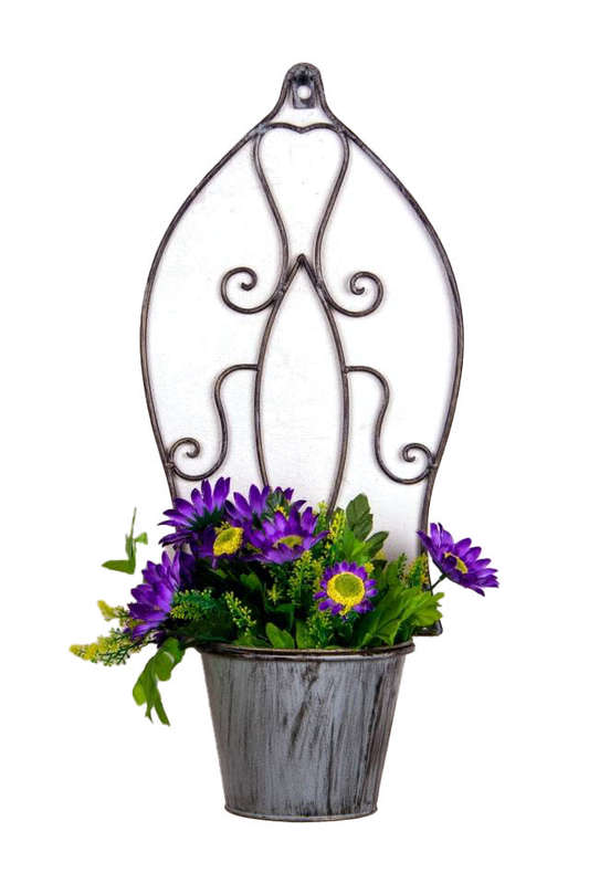 Wallmounted Potholder & Pot Antique Grey