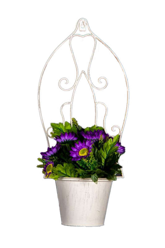 Wallmounted Potholder & Pot Antique White