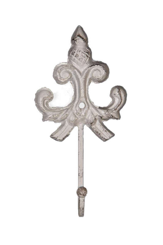 Fleur de Lis Hook Antique White