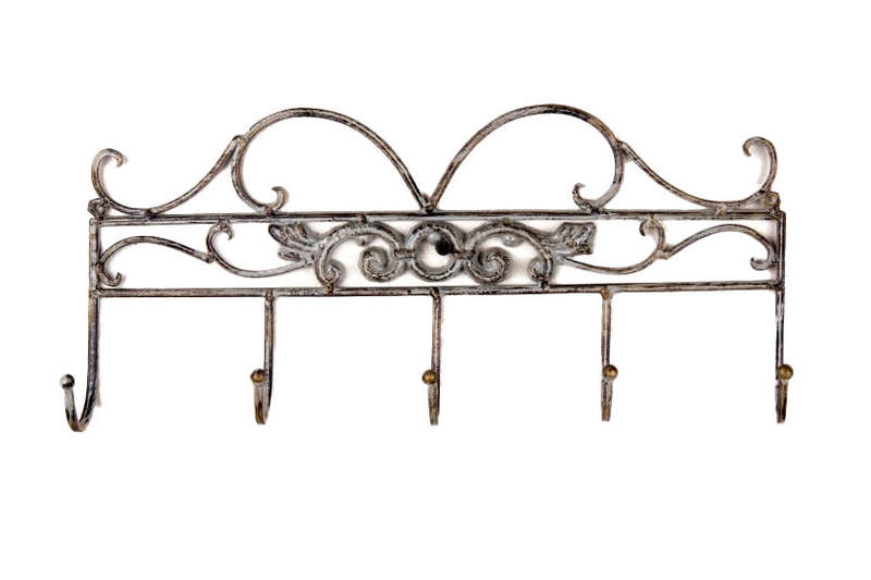 Wall Fixture 5 Hooks Antique Grey