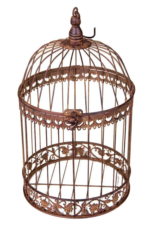 Vintage Hanging Round Bird Cage Rust Large