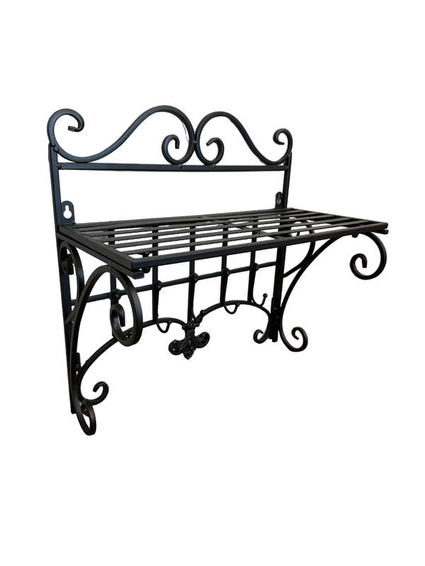 Wall Shelf with 5 Hooks Black