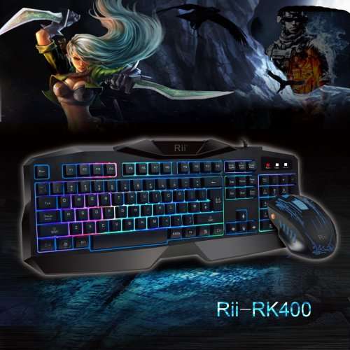 Rii RK400 7 Colour Backlit Gaming Keyboard & Mouse Combo