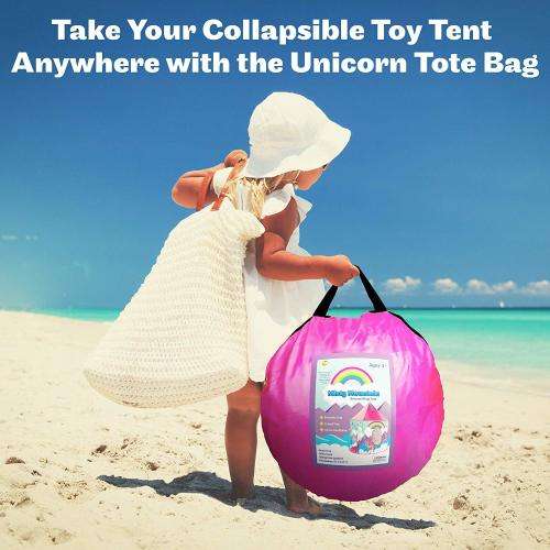 JuniorFX Pop-up Unicorn Castle Play Tent with 2 Unicorn Headbands