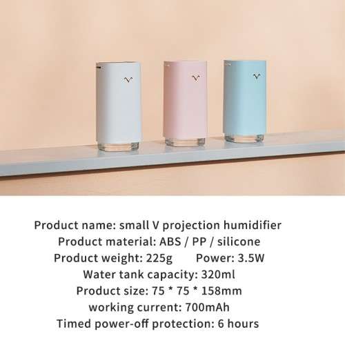 USB Air Humidifier Clean Air Care Skin Spray Essential Oil Diffuser with Projector LED