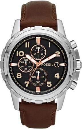 Authentic FOSSIL Dean Brown Leather Chronograph Mens Watch