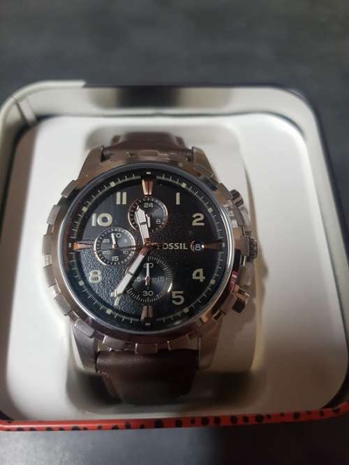 Authentic FOSSIL Dean Brown Leather Chronograph Mens Watch