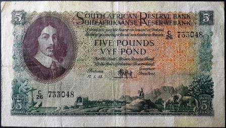 Five Pounds S. Africa - 17 January 1953