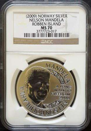 2009 Norway Silver Nelson Mandela Robben Island MS 70