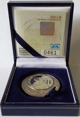 2010 FIFA Uncirculated Commemorative Medallion - Sterling Silver in SA Mint Box with Certificates