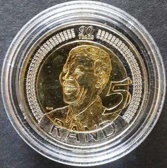 2008 Nelson Mandela 90th Birthday R5 Encapsulated Coin
