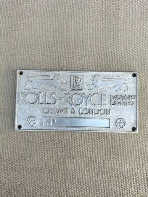 Original Rolls Royce unnumbered engine plaque