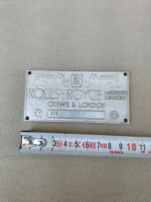 Original Rolls Royce unnumbered engine plaque