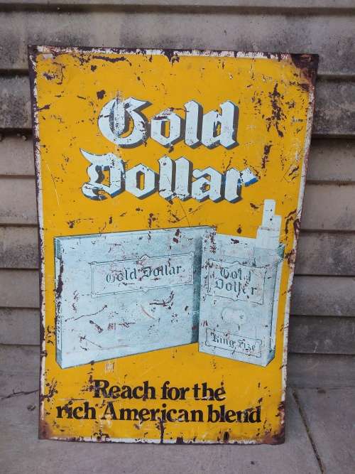 Gold Dollar metal advertising sign