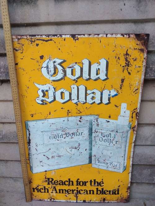 Gold Dollar metal advertising sign