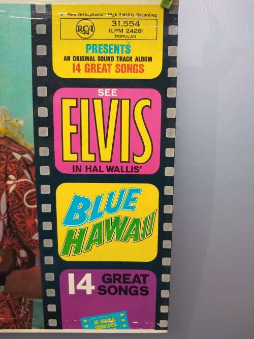 Elvis Presley poster and vinyl cover