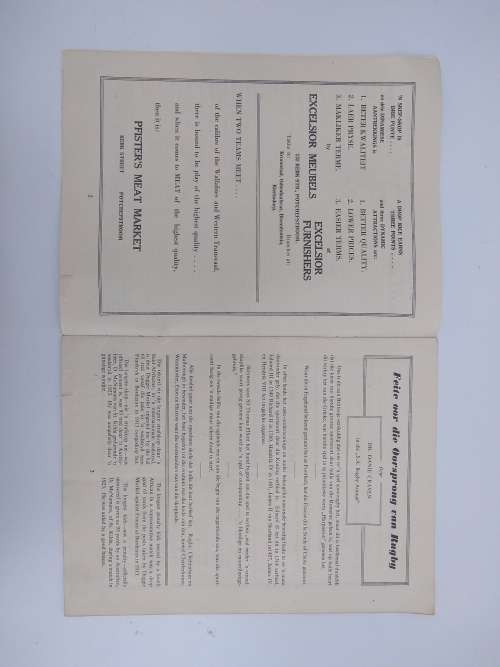 Wallabies vs Western Transvaal official programme