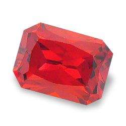 CUBIC ZIRCONIUM - ORANGE RED OCTAGON PRINCESS FACET - 2.71cts