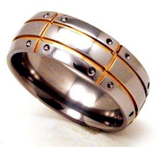 TITANIUM RING WITH GOLD INLAYS