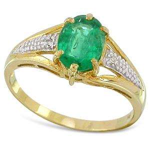 EMERALD AND DIAMOND 9K YELLOW GOLD RING