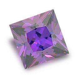 CUBIC ZIRCONIUM - INTENSE RICH PURPLE PRINCESS CUT - 2.96cts