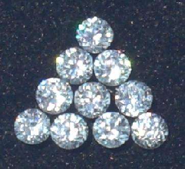 CUBIC ZIRCONIUM - AAA WHITE ROUND FACET PARCEL OF 10 - 0.39cts