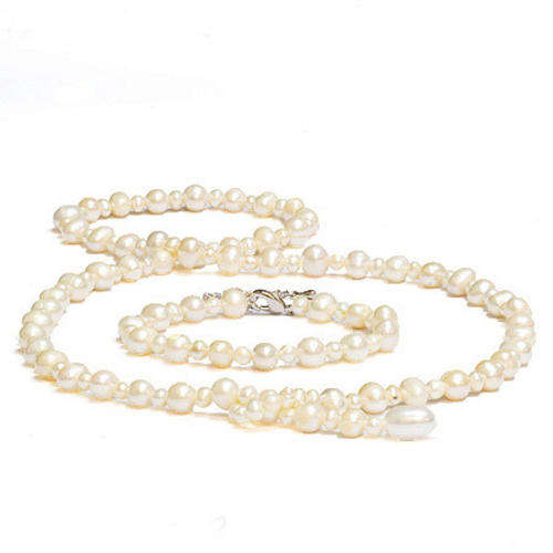 IMPORTED 7-8MM WHITE FRESHWATER PEARL NECKLACE AND MATCHING BRACELET