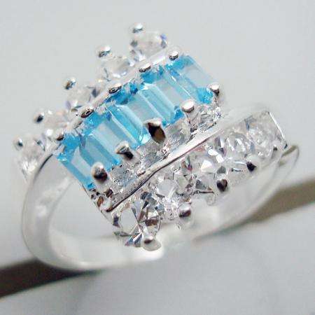 BLUE TOPAZ 925 STERLING SILVER COCKTAIL RING SIZE 8