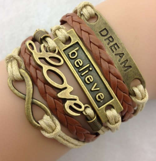 Woven Leather Vintage-looking Bracelet - Believe IN STOCK