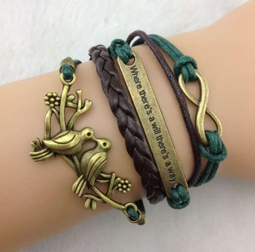 Leather bracelet - bird