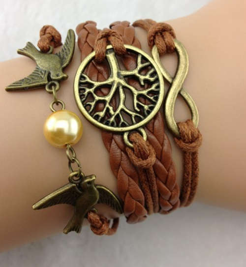 Leather bracelet - birds