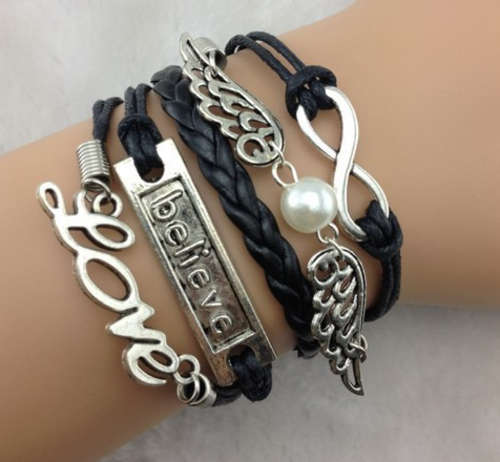 Genuine Leather Love Believe Bracelet