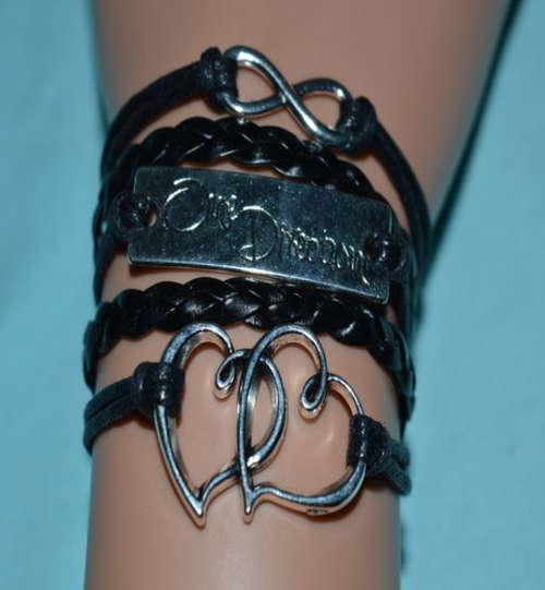 Infinity Bracelet - Black Double Heart One Direction