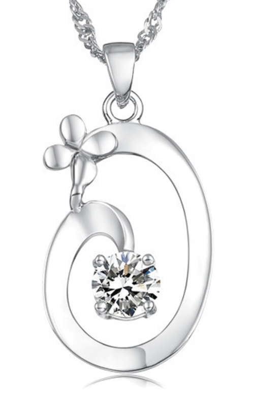 Beautiful Silver-Color Necklace with synthetic diamond