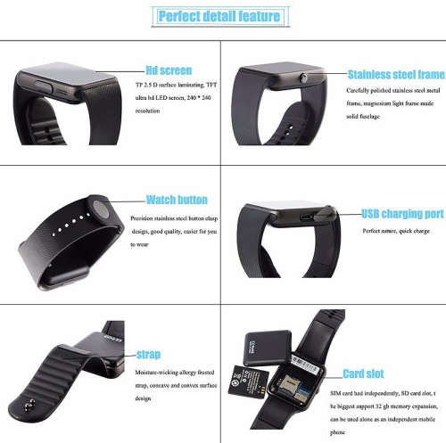 GT08 Smart Watch - Golden Color on Black