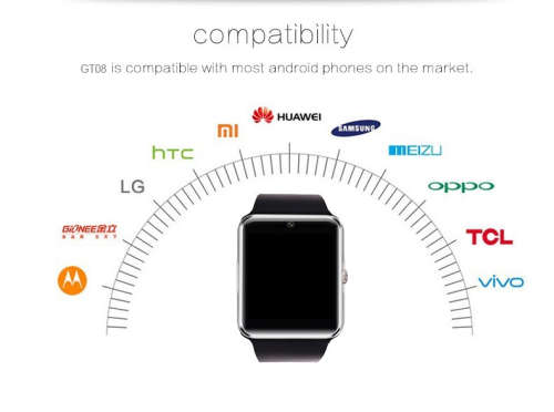 GT08 Smart Watch - Golden Color on Black