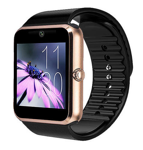 GT08 Smart Watch - Golden Color on Black