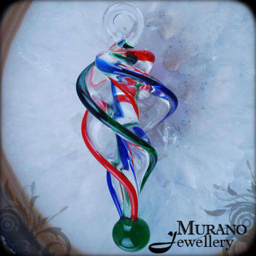 MURANO Lampwork Glass PENDANT & Free Gift Necklace