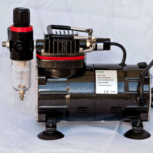 Oilless Airbrush Compressor with 2 Airbrush Sets + Airbrush Stand - SPECIAL!