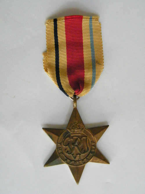 Africa Star medal issued to 108445 J. Harris - as per photo