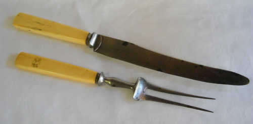 Bone Handle serving fork & knife - as per photo