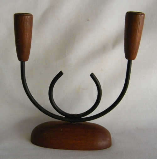 Wooden & Brass candle holder - as per photo