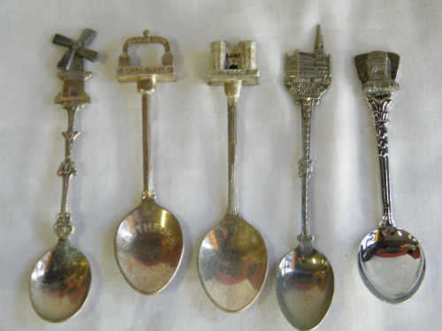 Lot of 5 Building related souvenir spoons - as per photo