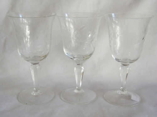 Pair of Cut Glass Wine Glasses plus one free - as per photo