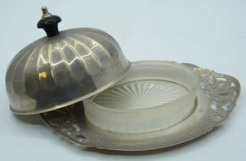 Vintage Silver Plated Butter Dish with glass inner - as per photo