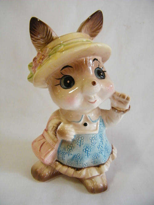 Vintage porcelain bunny money box - as per photo