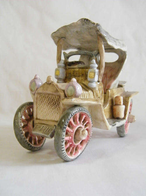 Vintage hand painted old car ornament - as per photo